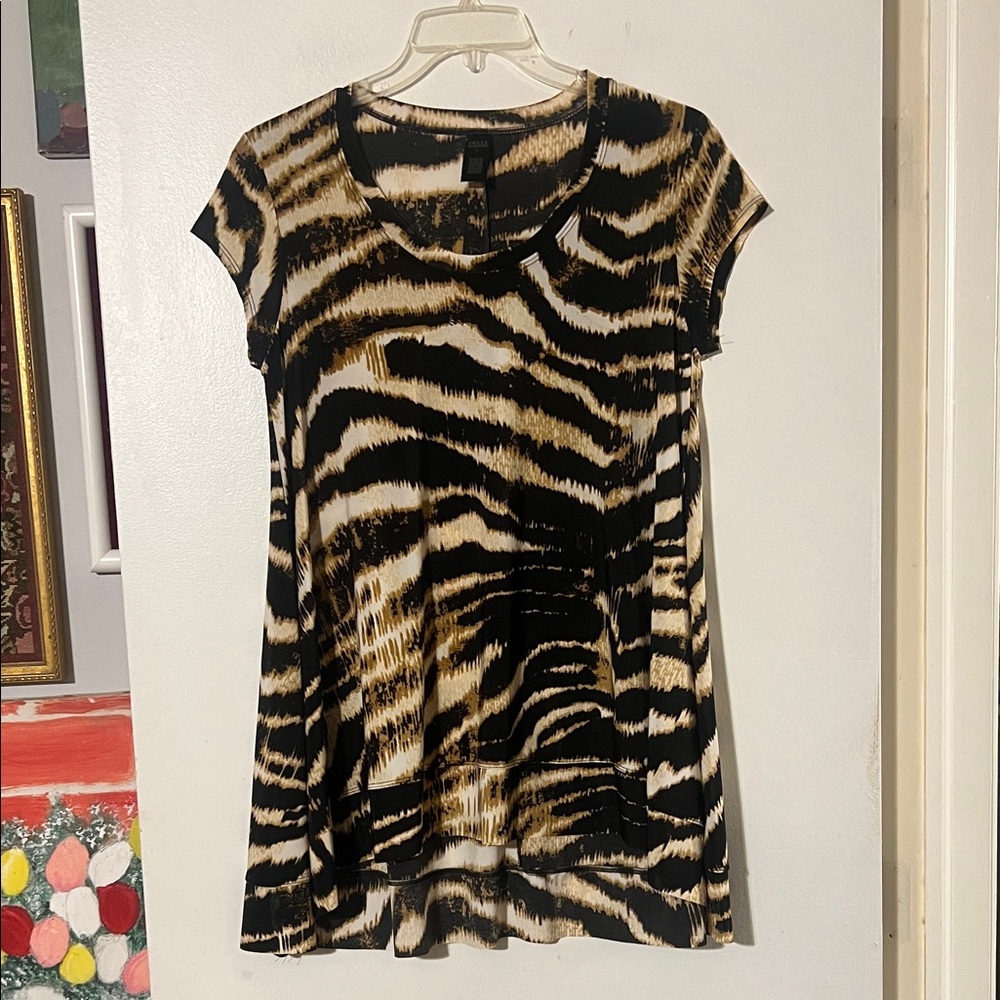 Ducci brown/tan/cream cap sleeve asymmetrical tunic